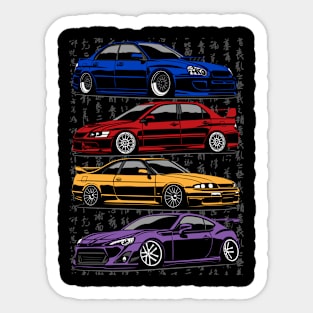 sti, evo, skyline and gt86 Sticker